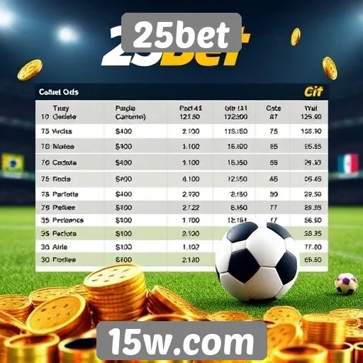 Comparação das odds oferecidas pelo 25bet
